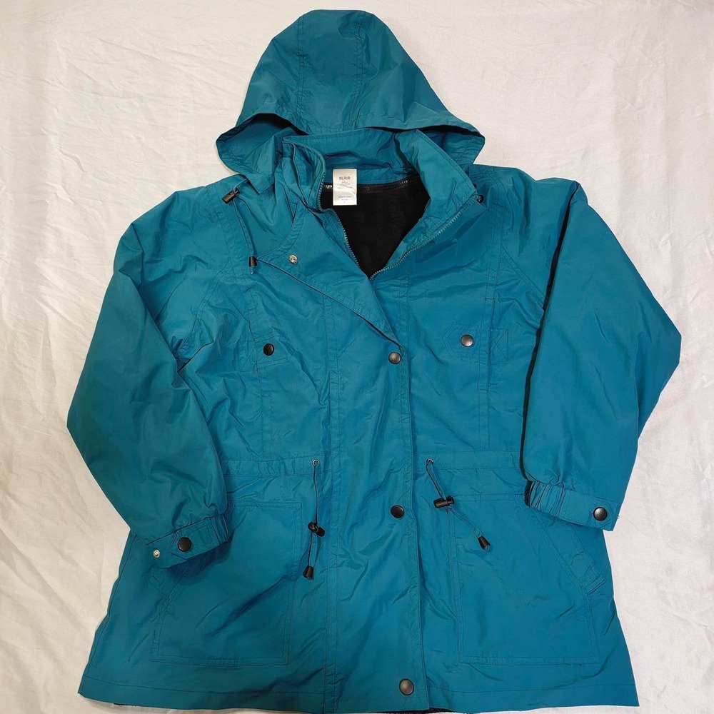 Blair Vintage All-Weather Hooded Anorak Parka Jacket Teal Blue - Women's XL